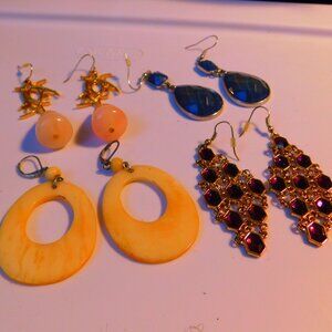 4 SETS OF 2" LONG DANGLE EARRINGS